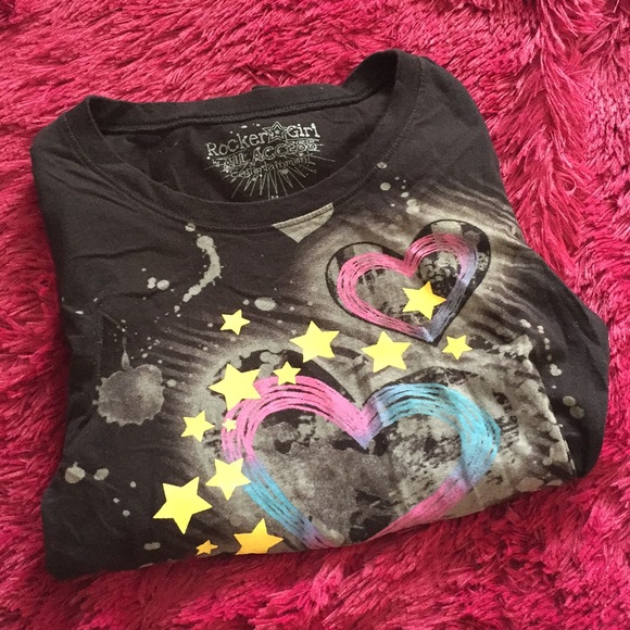 Black stars and hearts graphic long sleeve top - Picture 7 of 7